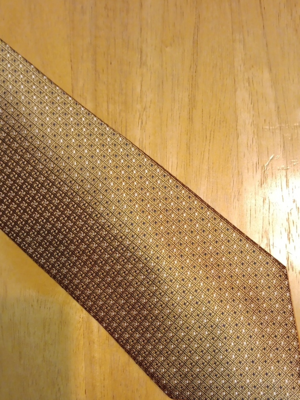Burma Bibas Men's Brown-Gold Micro Pattern Silk Tie